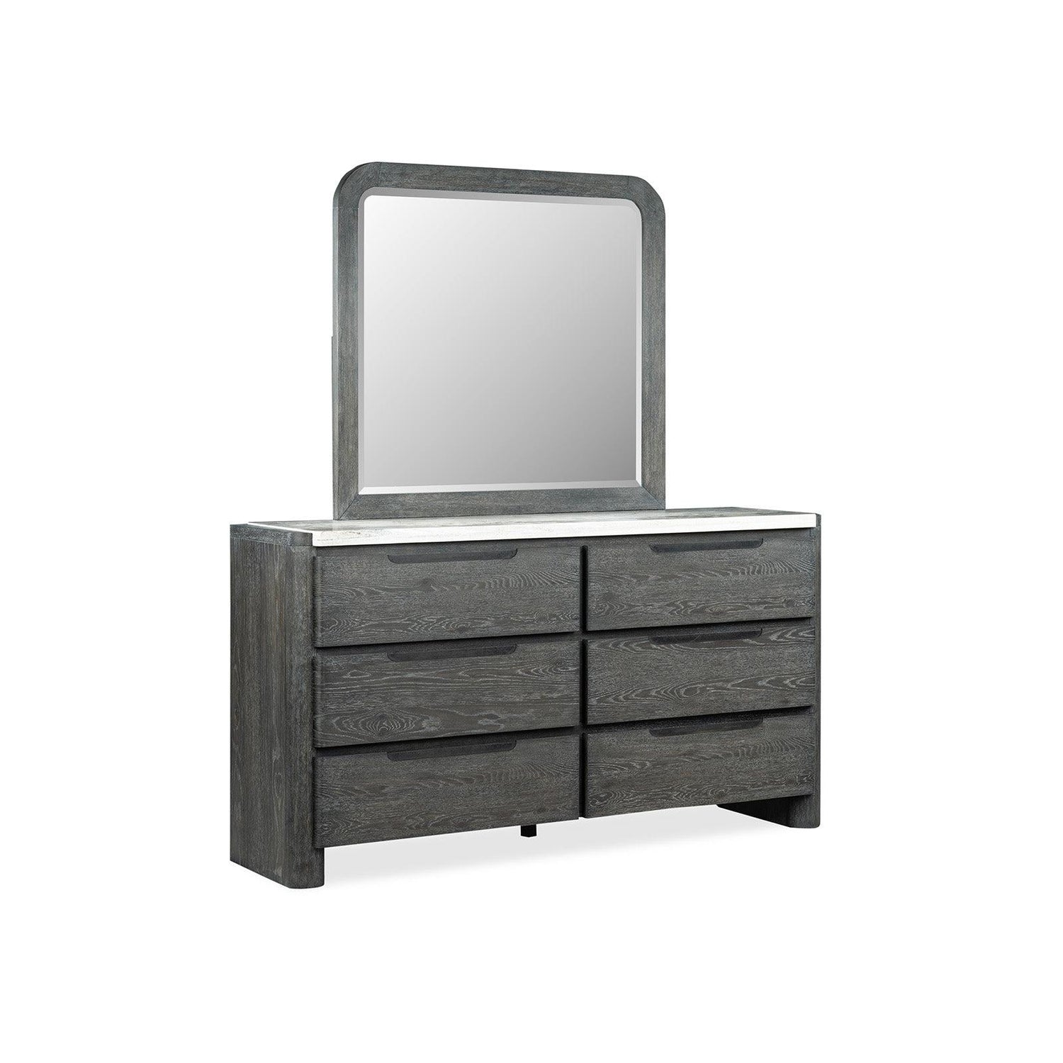 Magnussen Home Keaton Black Double Drawer Dresser With Portrait Mirror