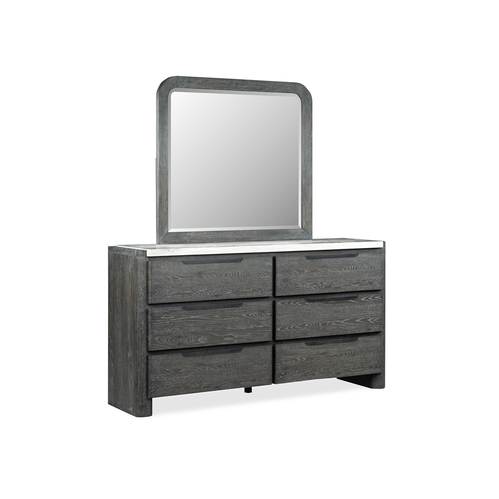Magnussen Home Keaton Black Double Drawer Dresser With Portrait Mirror