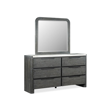 Magnussen Home Keaton Black Double Drawer Dresser With Portrait Mirror