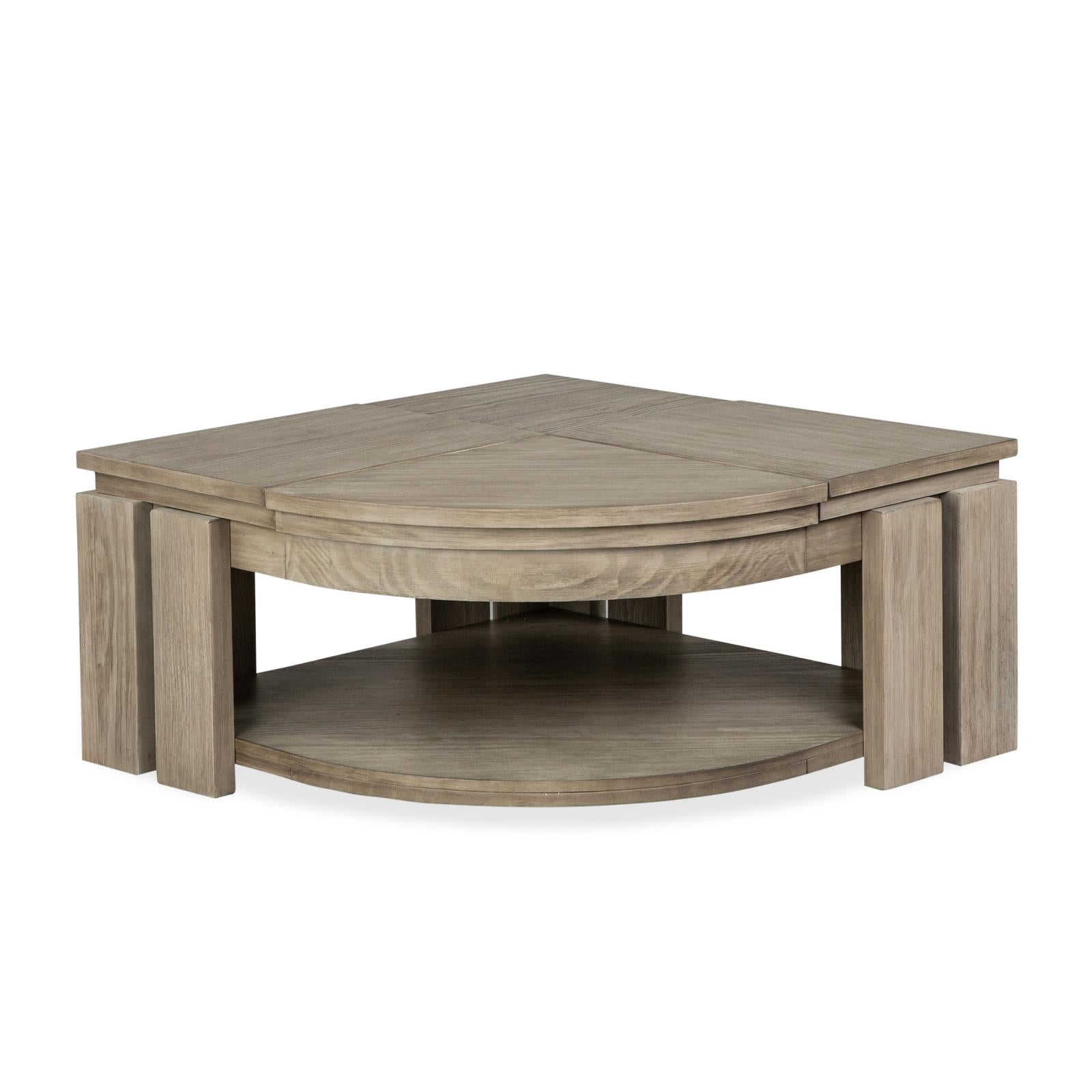 Magnussen Home Conrad Stone Harbor Grey Pie Shaped Lift Top Storage Cocktail Table With Casters