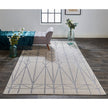Feizy Micah 3045F Modern Geometric in White/Silver/Gray
