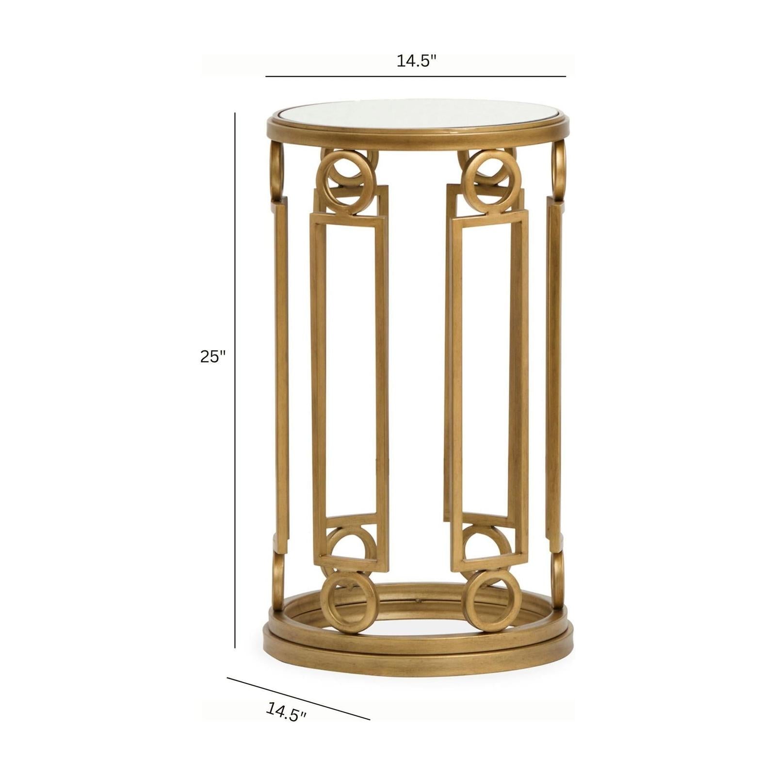 Magnussen Home Lorena Burnished Brass Round Accent Table
