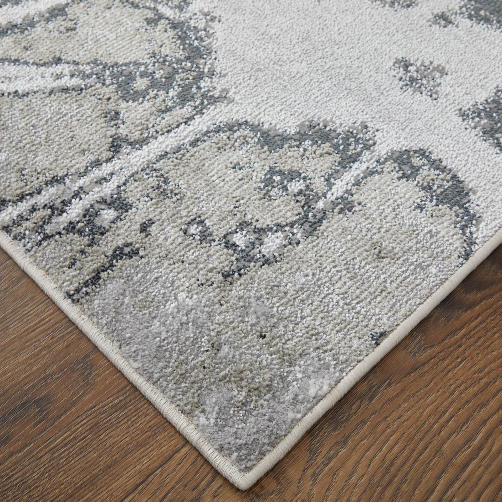 Feizy Astra 39L5F Transitional Abstract Rug in Gray/Silver/Ivory