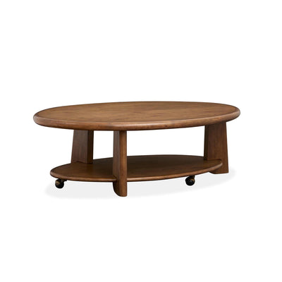 Magnussen Home Tanner Tawny Brown Oval Cocktail Table With Casters