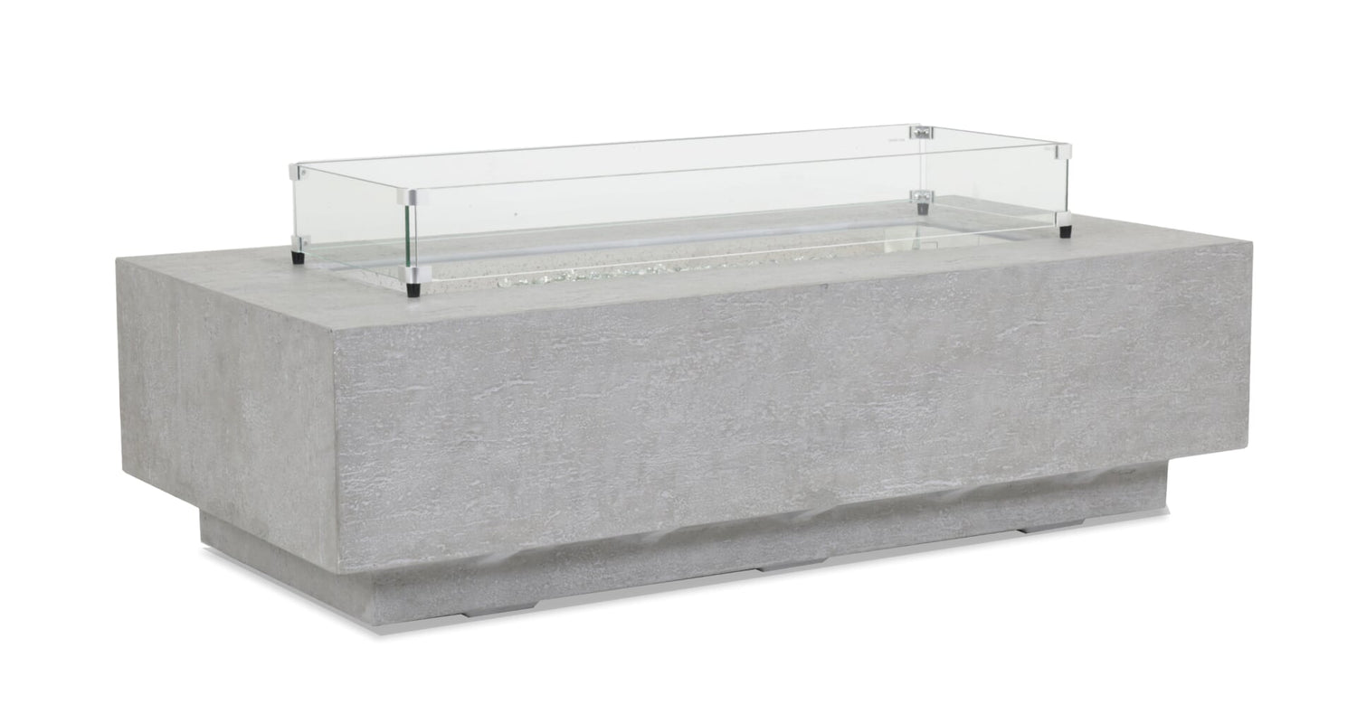 Sunset West Gravelstone Rectangular Fire Table w/ Glass Surround