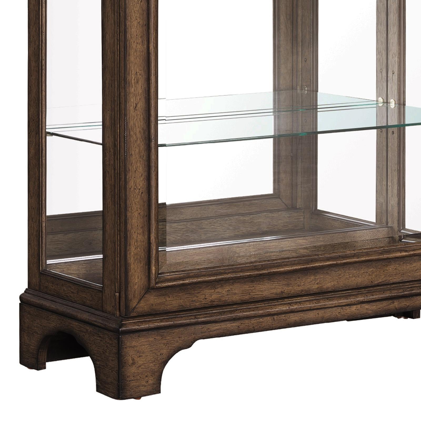 Pulaski Pulaski Accents Rich Brown Soft Chestnut Glass Shelves And Led Light Sliding Door Curio