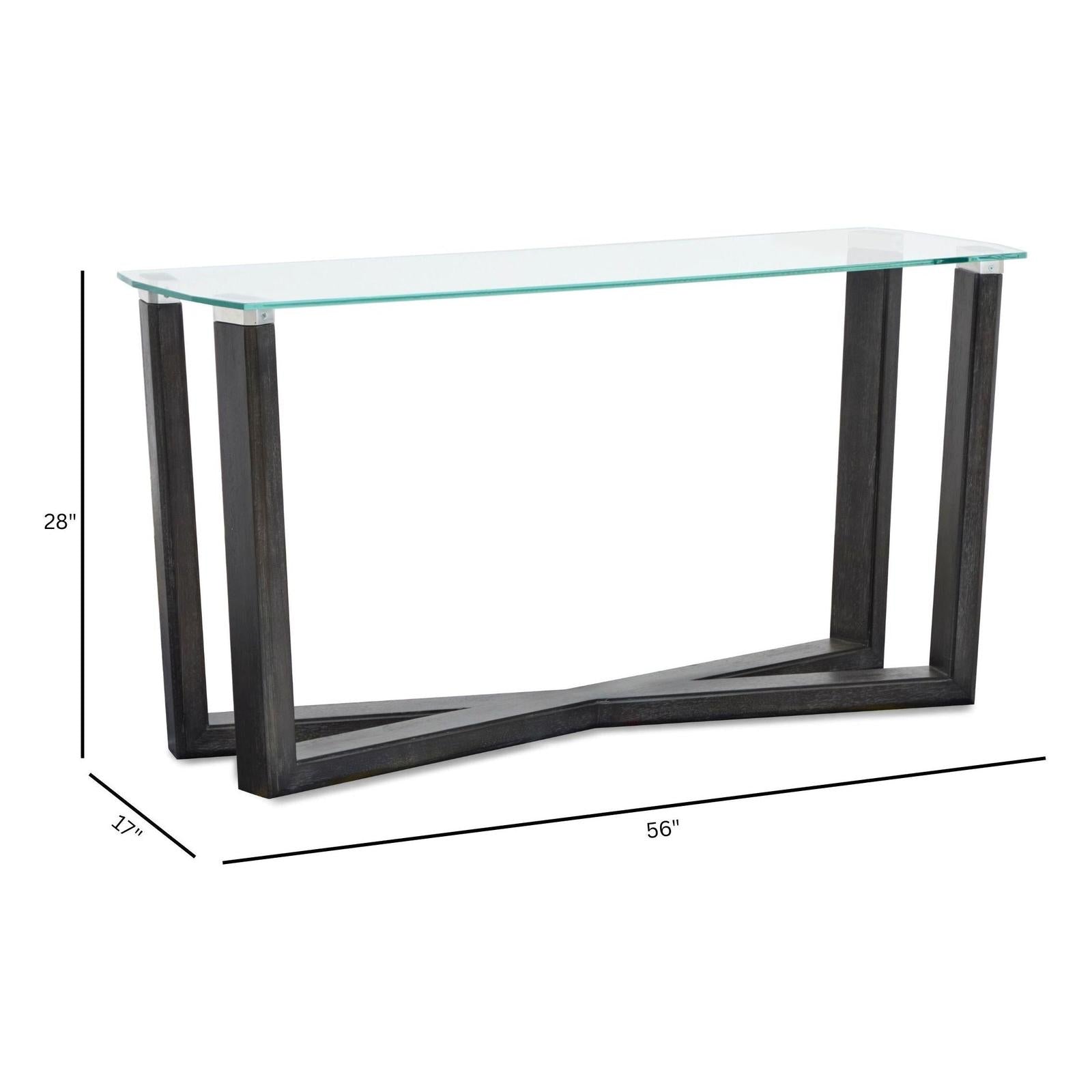 Magnussen Home Wexler Black Truffle And Clear Glass Rectangular Sofa Table