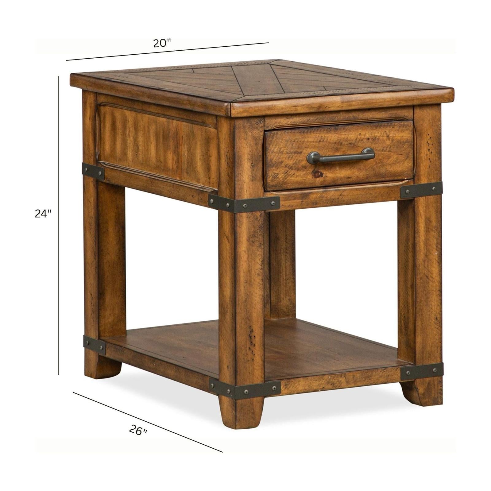 Magnussen Home Chesterfield Farmhouse Timber Rectangular End Table
