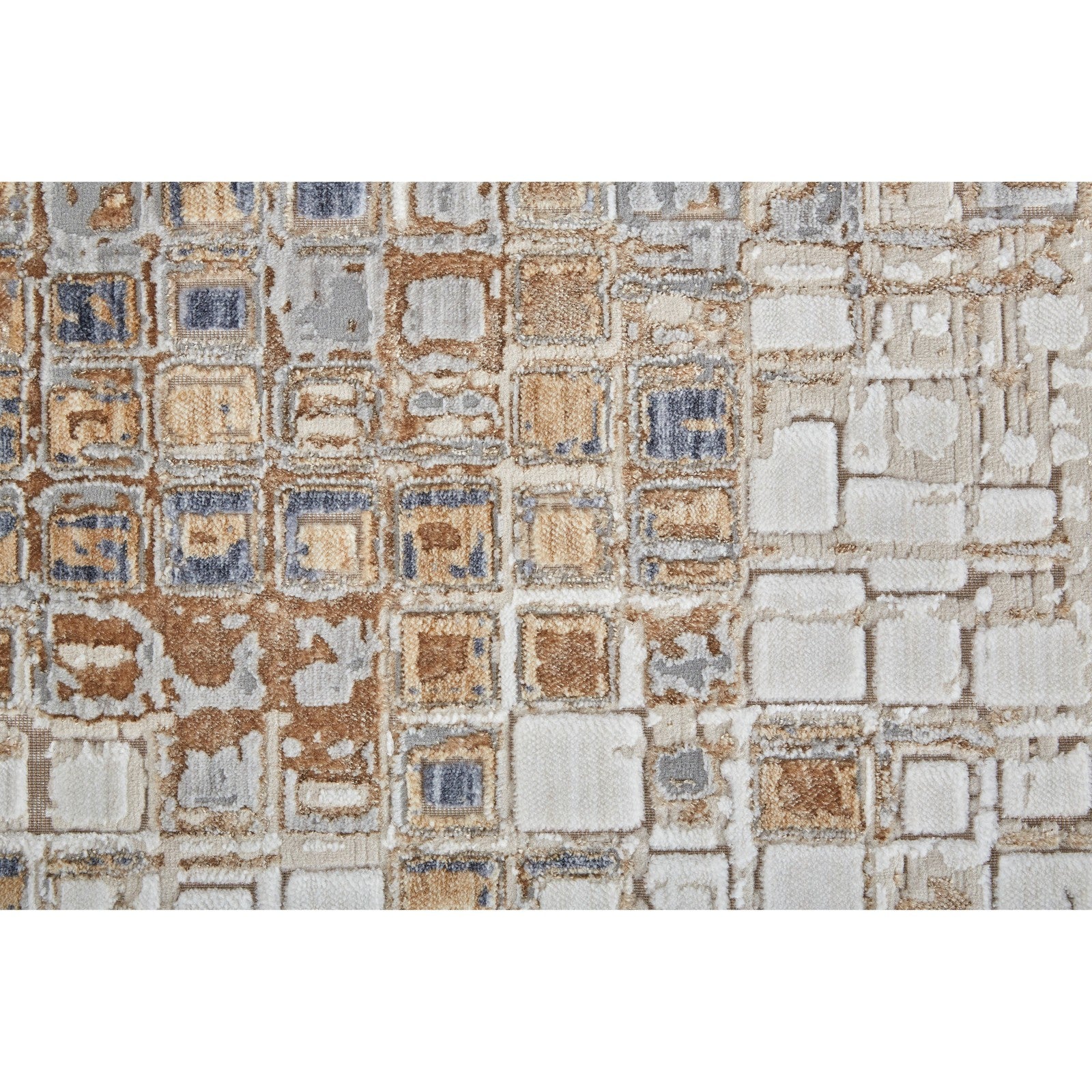 Feizy Laina 39G0F Transitional Geometric in Tan/Ivory/Blue