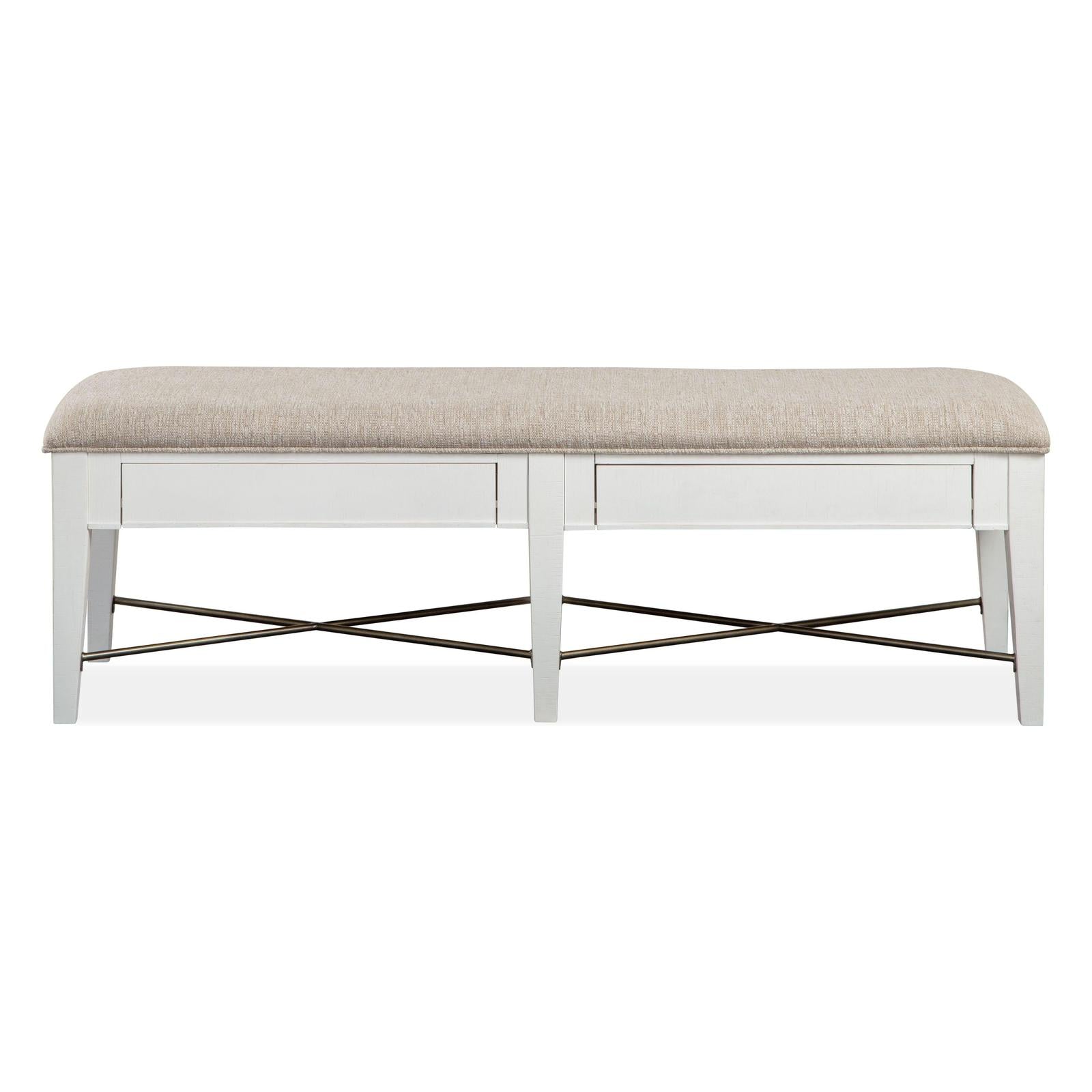 Magnussen Home Heron Cove Chalk White And Dovetail Grey Upholstered Bench