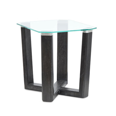 Magnussen Home Wexler Black Truffle And Clear Glass Rectangular End Table