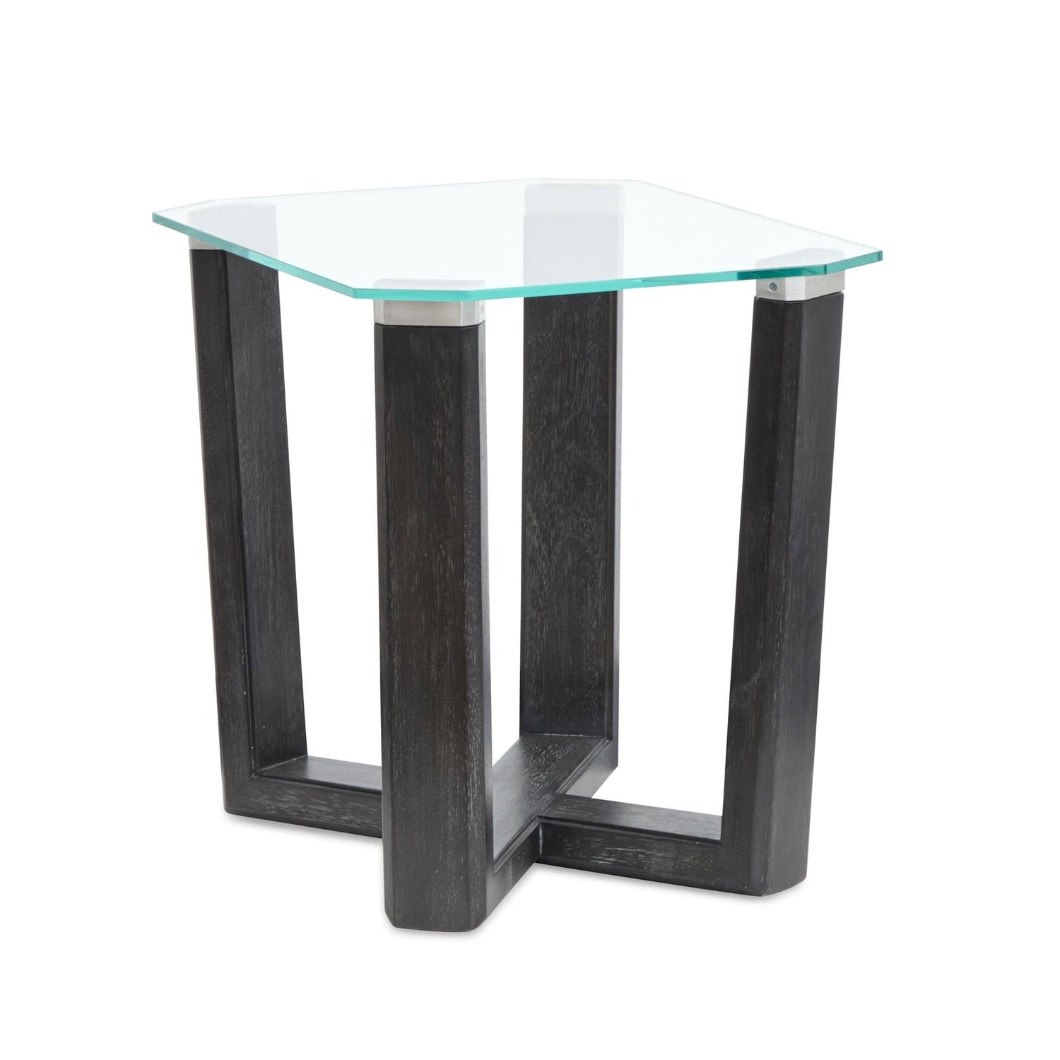 Magnussen Home Wexler Black Truffle And Clear Glass Rectangular End Table
