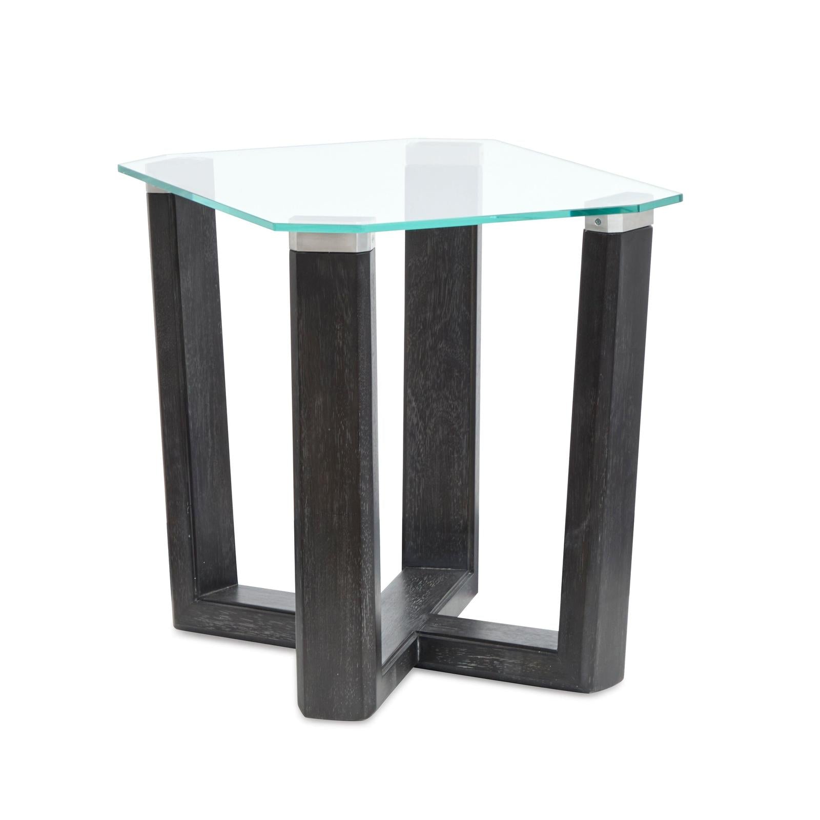 Magnussen Home Wexler Black Truffle And Clear Glass Rectangular End Table