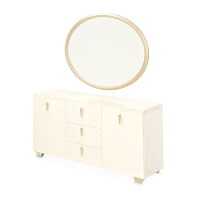 Michael Amini Fantosini Sideboard with Mirror - Creamy Pearl
