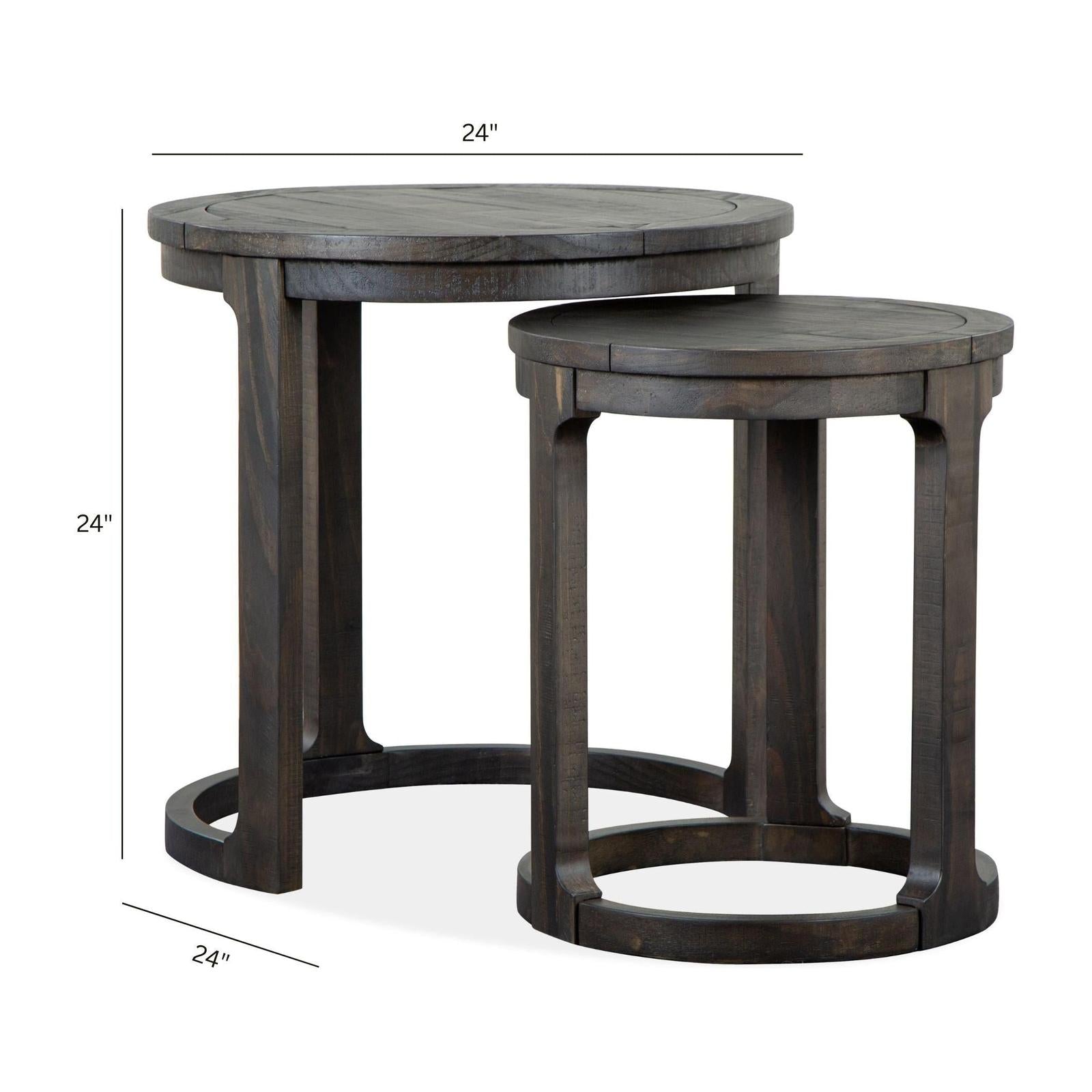 Magnussen Home Boswell Peppercorn Round Nesting End Table