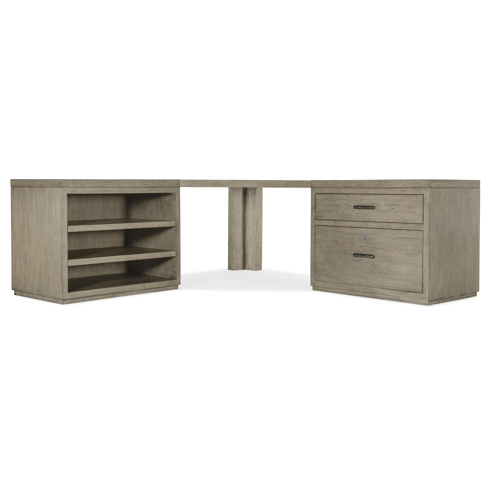 Hooker Furniture Linville Falls Corner Desk with Lateral File and Open Desk Cabinet
