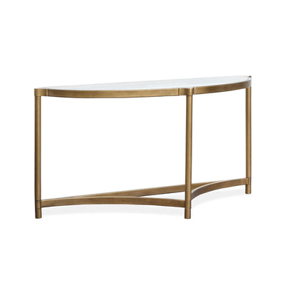 Magnussen Home Cassidy Aged Brass & Volakas Classic Demilune Sofa Table