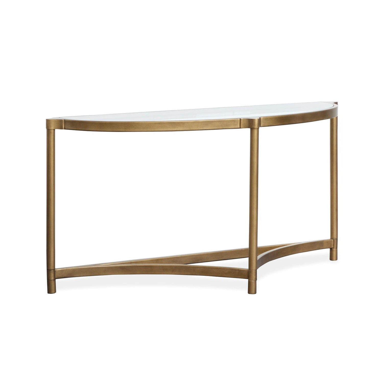 Magnussen Home Cassidy Aged Brass & Volakas Classic Demilune Sofa Table