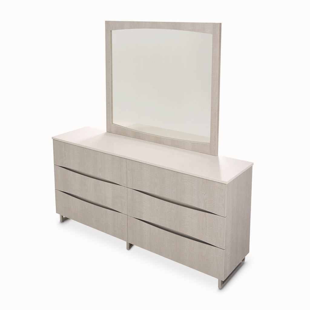 Michael Amini Marin Dresser with Mirror Set - Greige