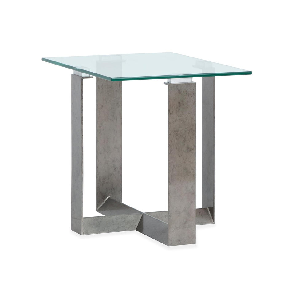 Magnussen Home Holden Aged Pewter & Chrome Pucks Rectangular End Table