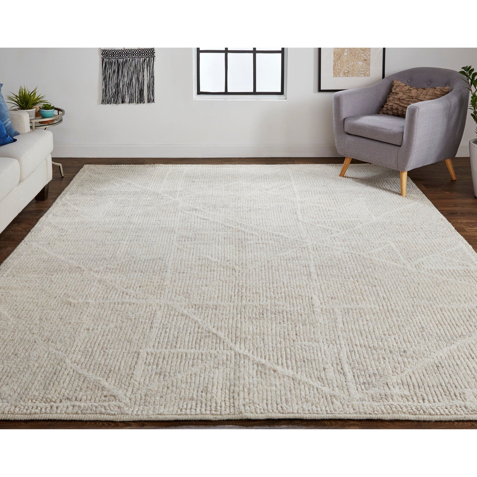 Feizy Alford 6921F Modern Solid in Ivory/Tan
