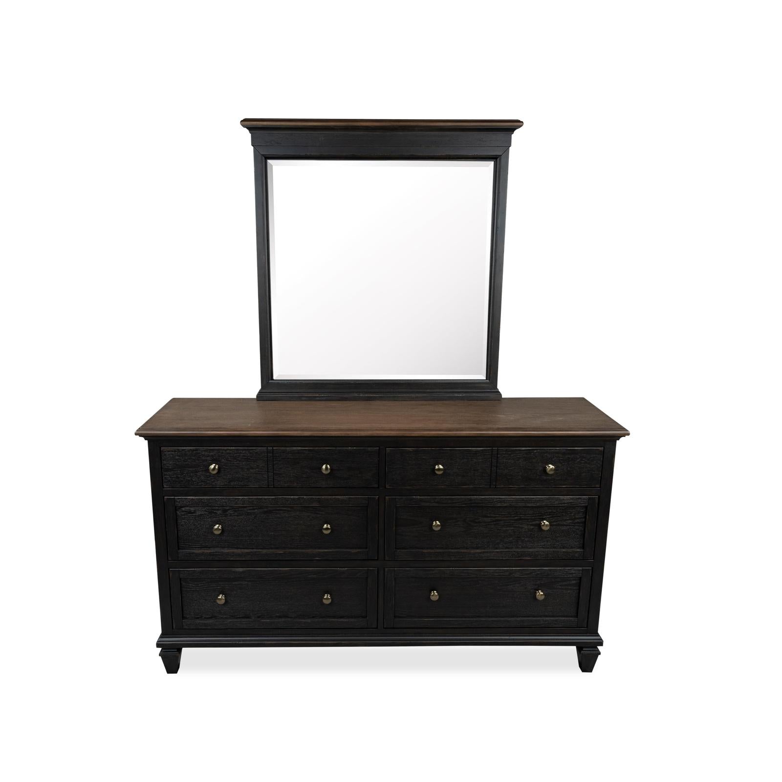 Magnussen Home Surrey Brown Double Drawer Dresser With Portrait Mirror