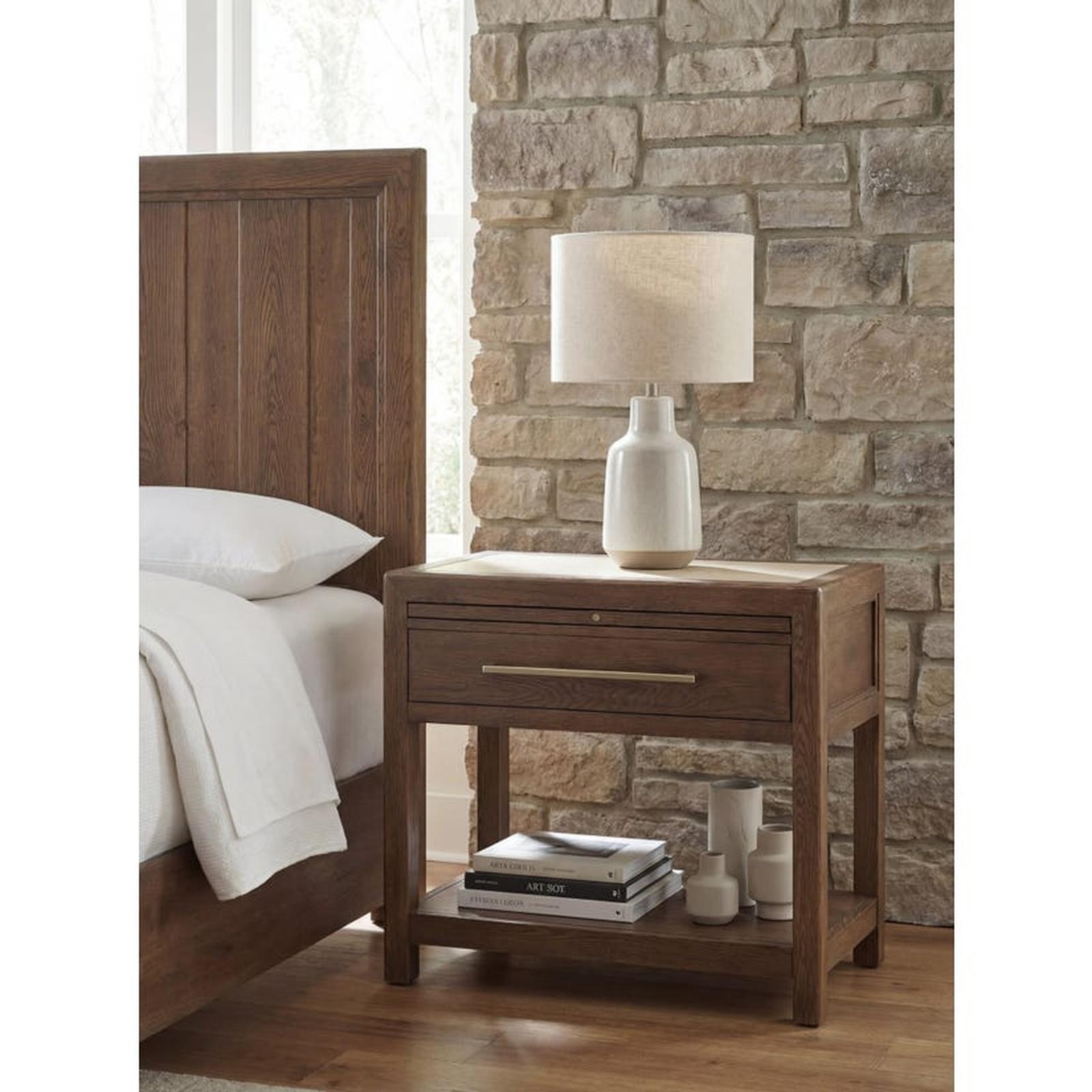 Hooker Furniture Driftwood One-Drawer Nightstand with Stone