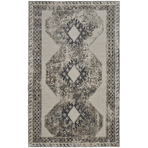 Feizy Kano 39LJF Transitional Distressed Rug in Ivory/Taupe/Gray