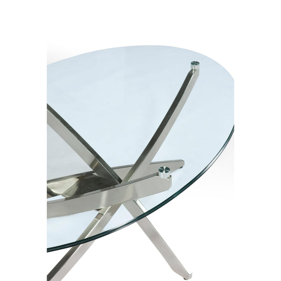 Magnussen Home Zila Brushed Nickel Oval Cocktail Table