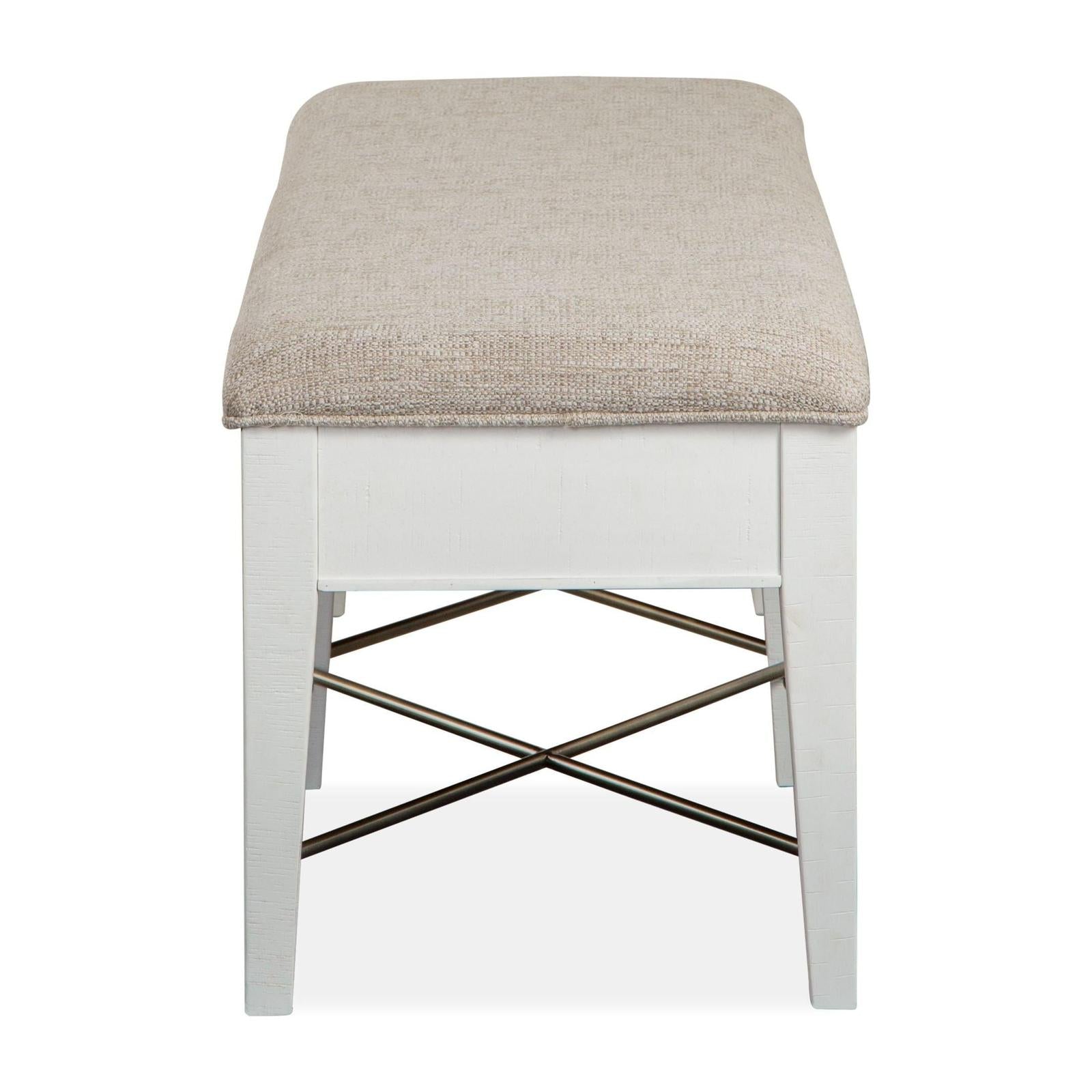 Magnussen Home Heron Cove Chalk White And Dovetail Grey Upholstered Bench