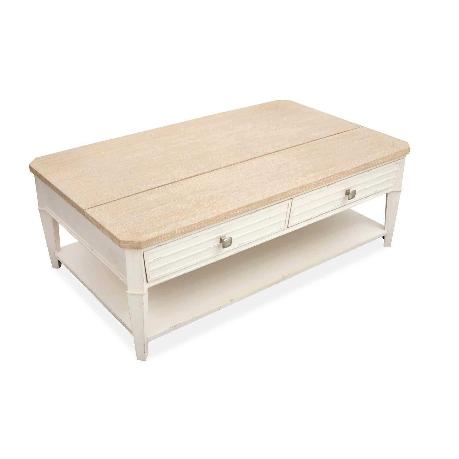 Salt Life Home Echo Isles Sea Pearl and Driftwood Lift Top Storage Cocktail Table with Casters