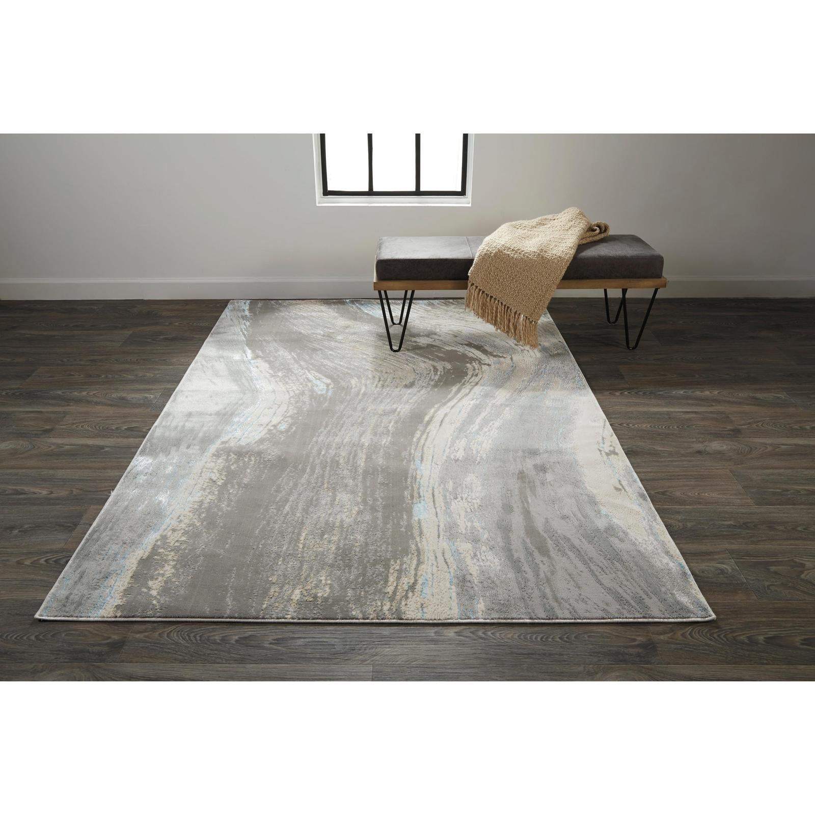 Feizy Azure 3524F Modern Abstract Rug in Gray/Ivory/Blue