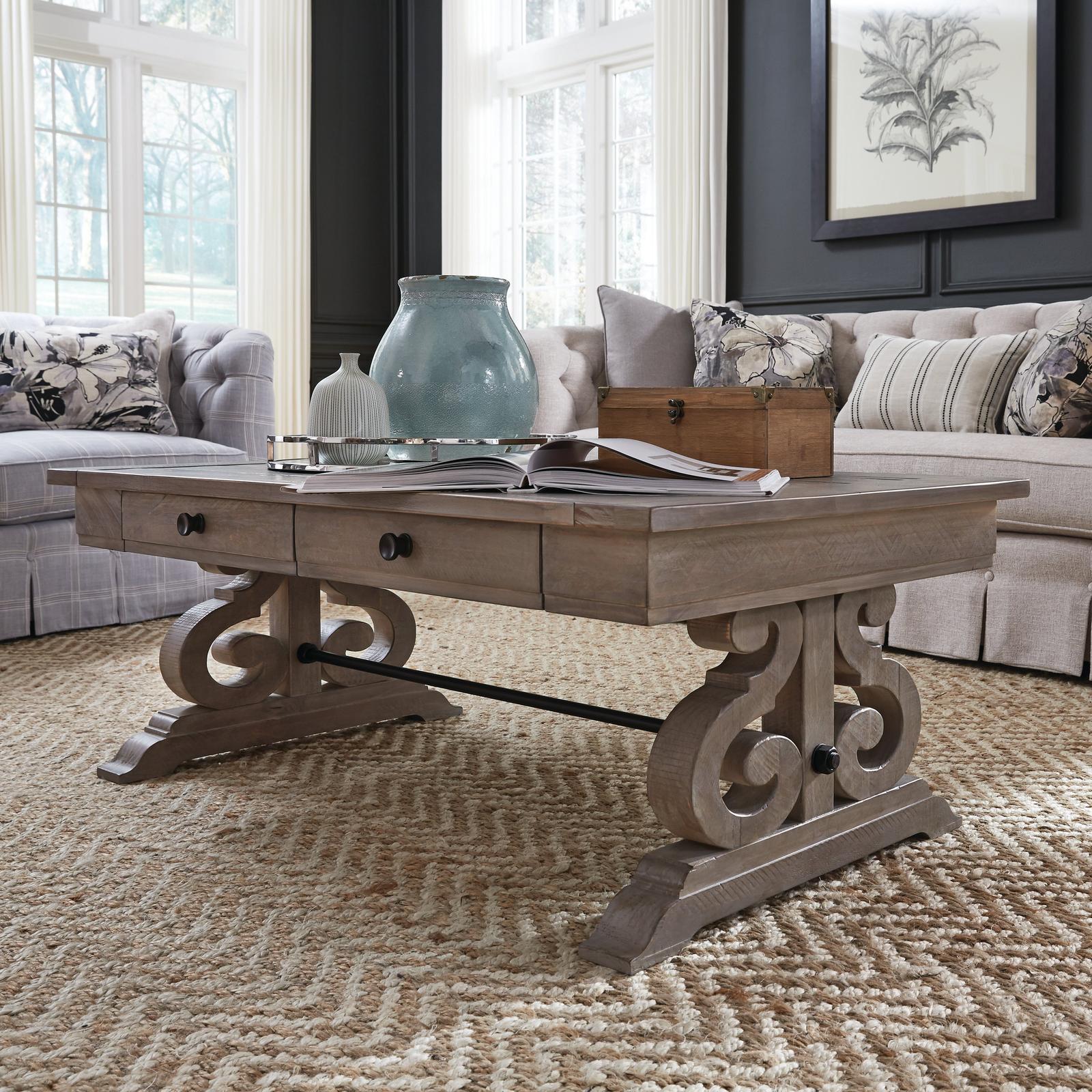 Magnussen Home Tinley Park Dove Tail Grey Rectangular Cocktail Table