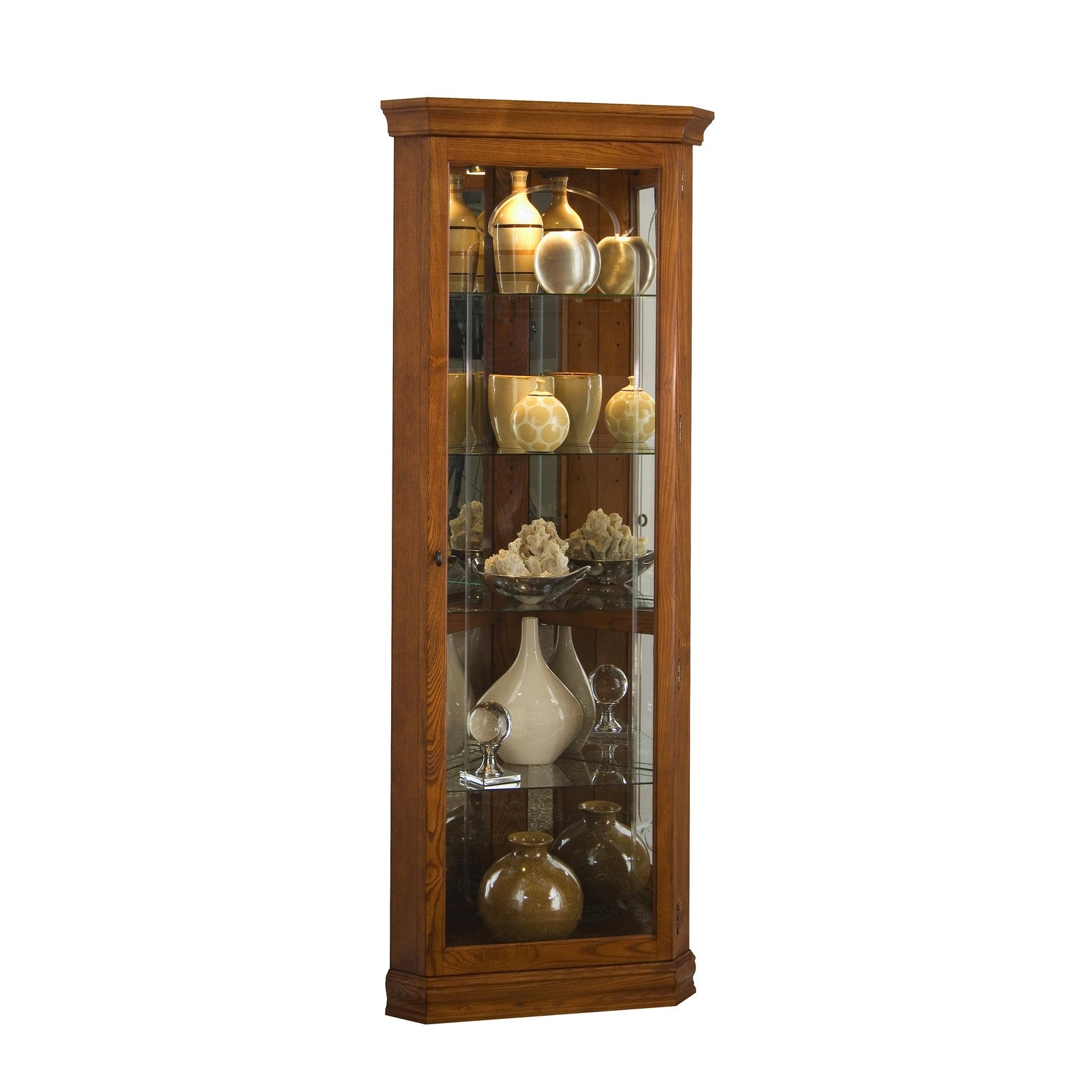 Pulaski Furniture PFC Curios Mirrored Curio 4 Shelf Corner Cabinet