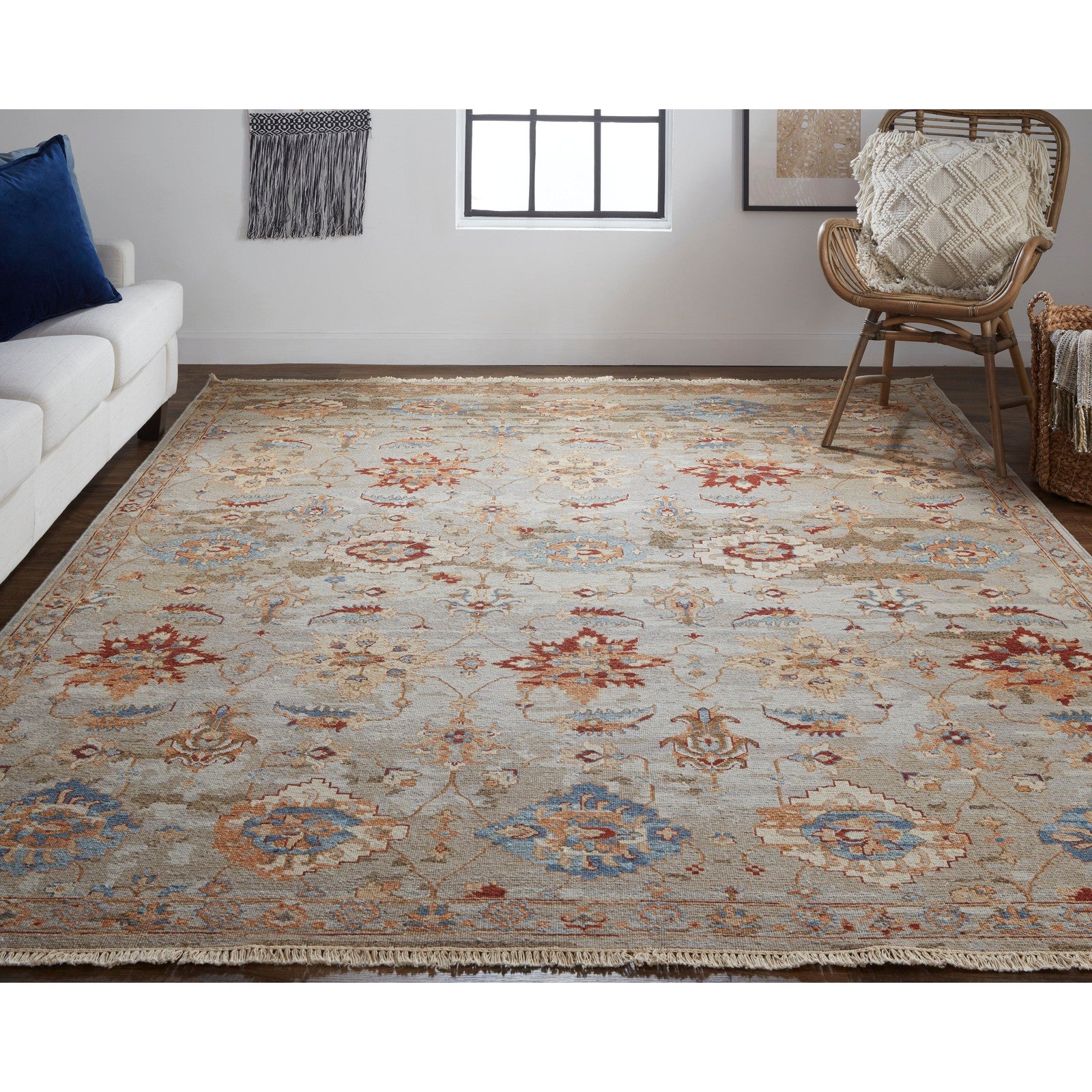 Feizy Leylan 0583F Transitional Floral & Botanical in Brown/Tan/Gray