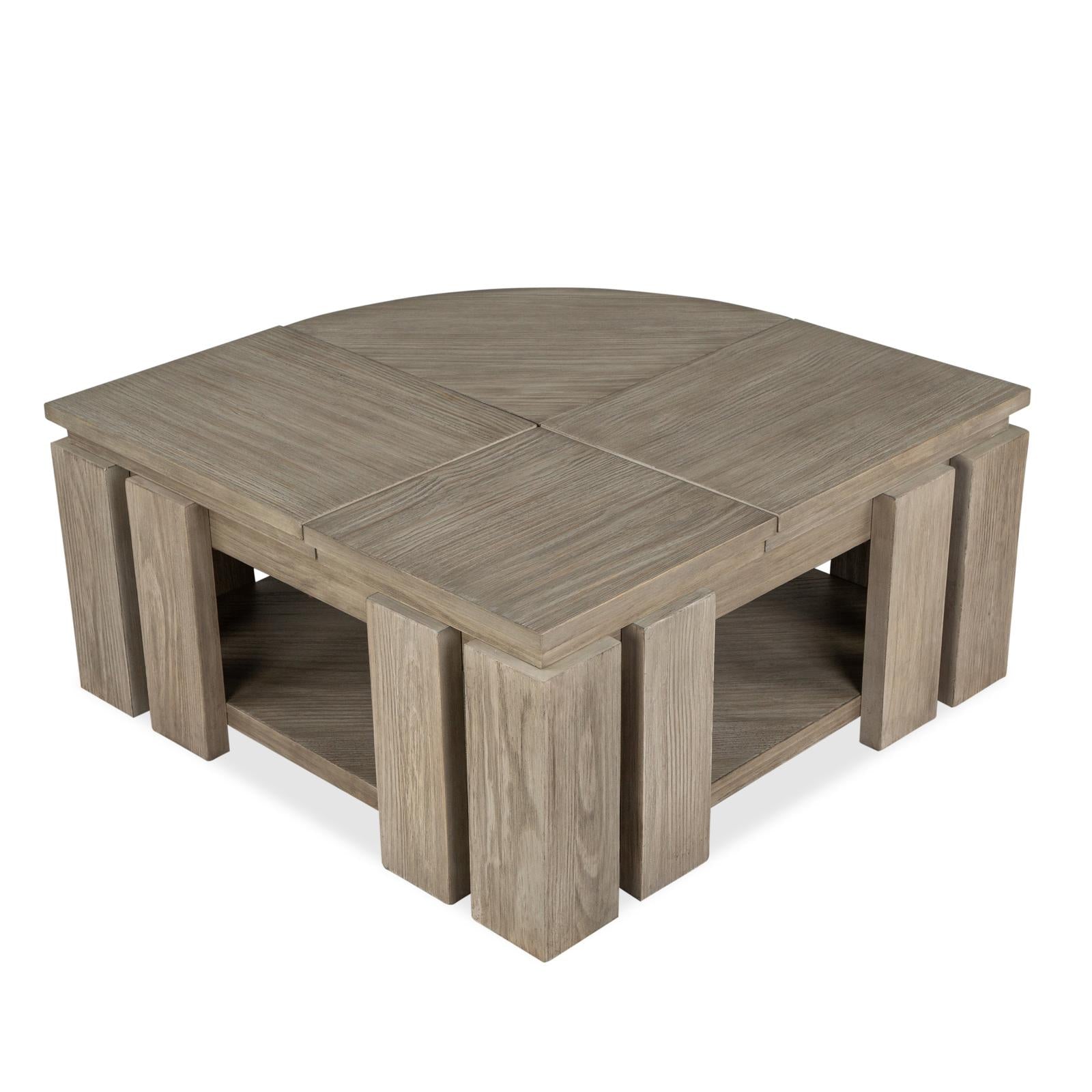 Magnussen Home Conrad Stone Harbor Grey Pie Shaped Lift Top Storage Cocktail Table With Casters