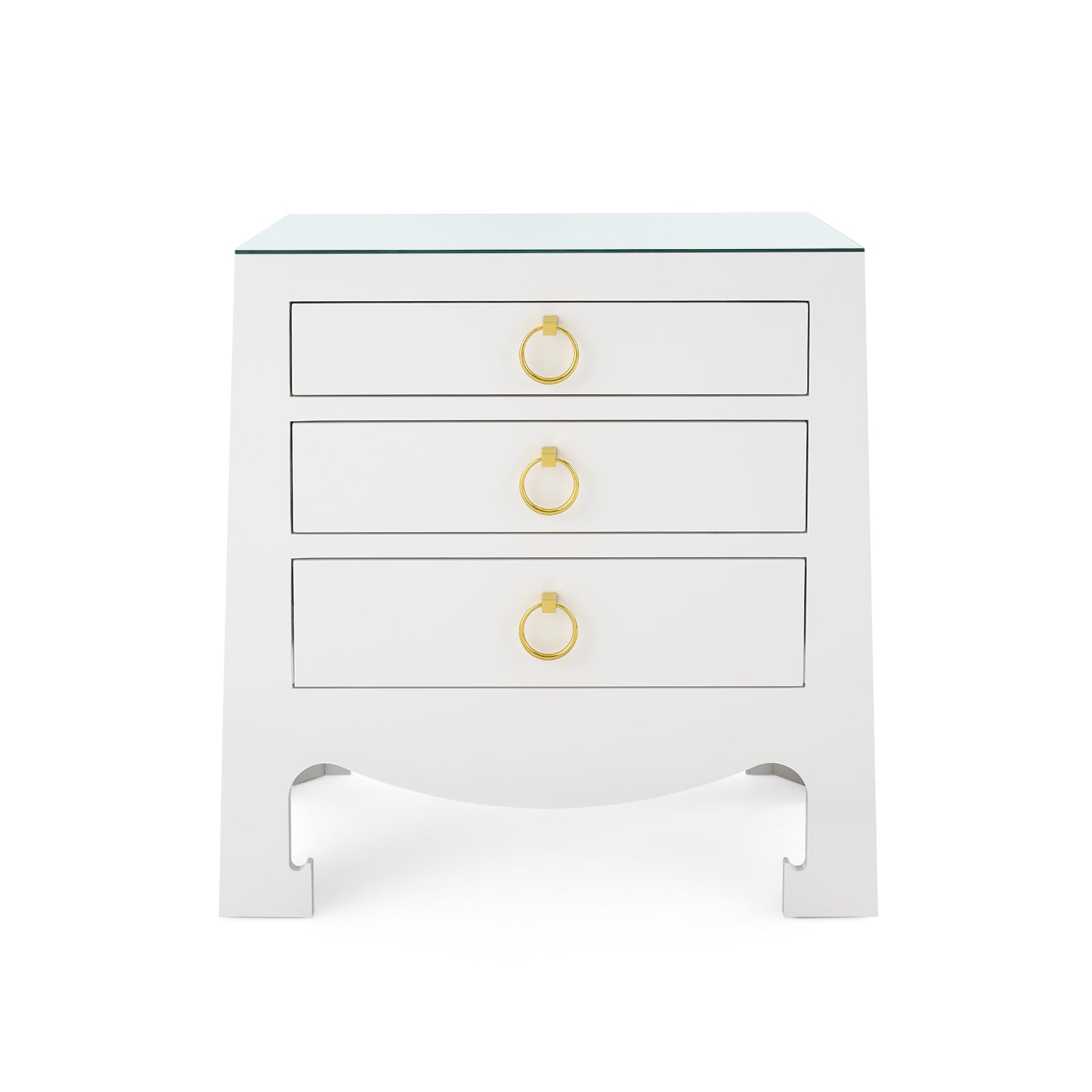 Villa & House Jacqui 3-Drawer Side Table with Glass Top