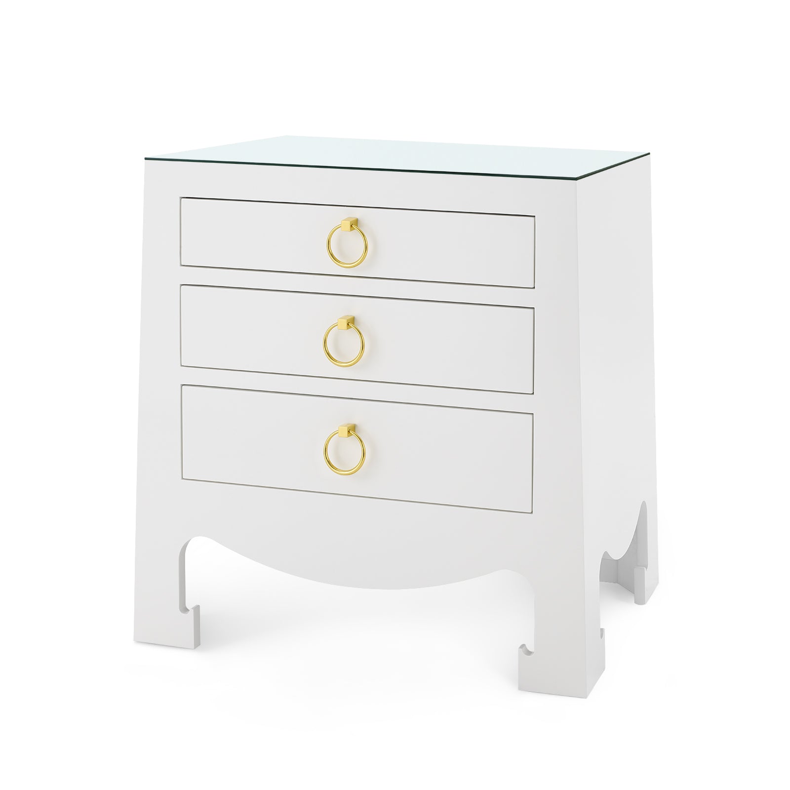 Villa & House Jacqui 3-Drawer Side Table with Glass Top