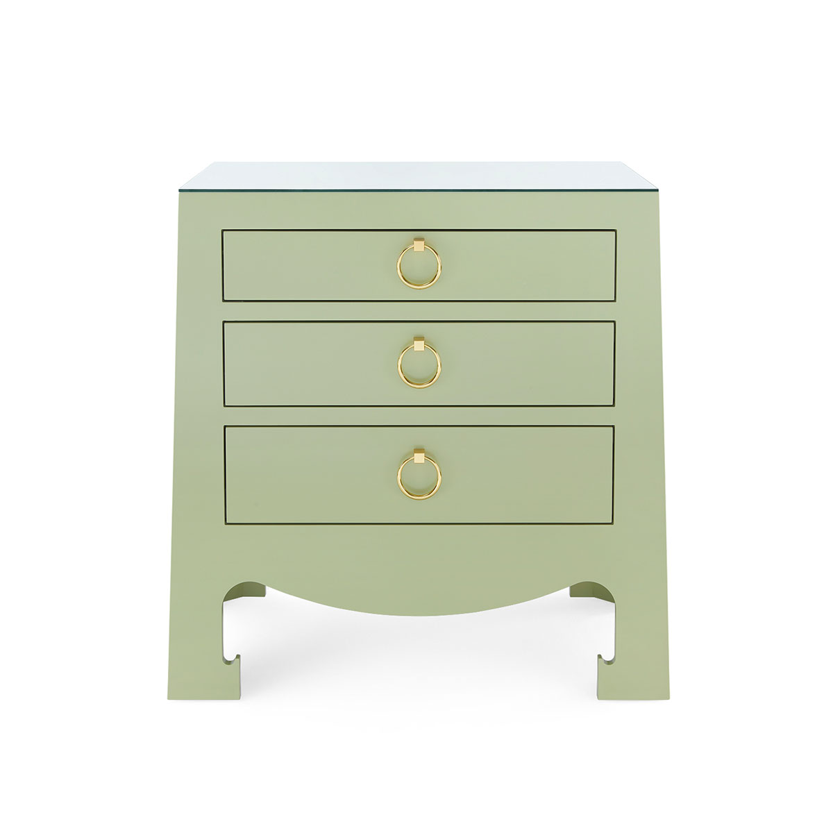 Villa & House Jacqui 3-Drawer Side Table with Glass Top