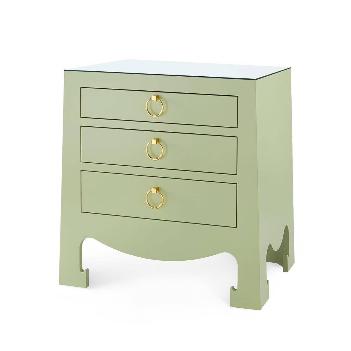 Villa & House Jacqui 3-Drawer Side Table with Glass Top