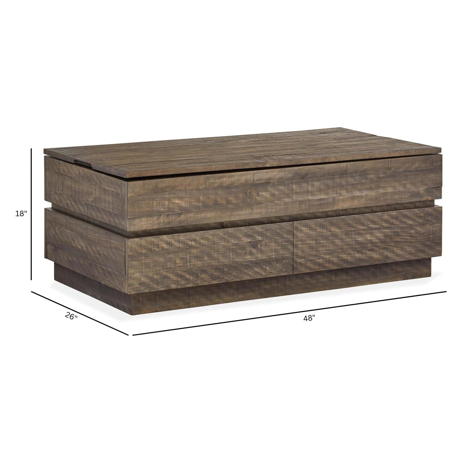 Magnussen Home Baisden Tobacco Lift Top Rectangular Cocktail Table With Casters