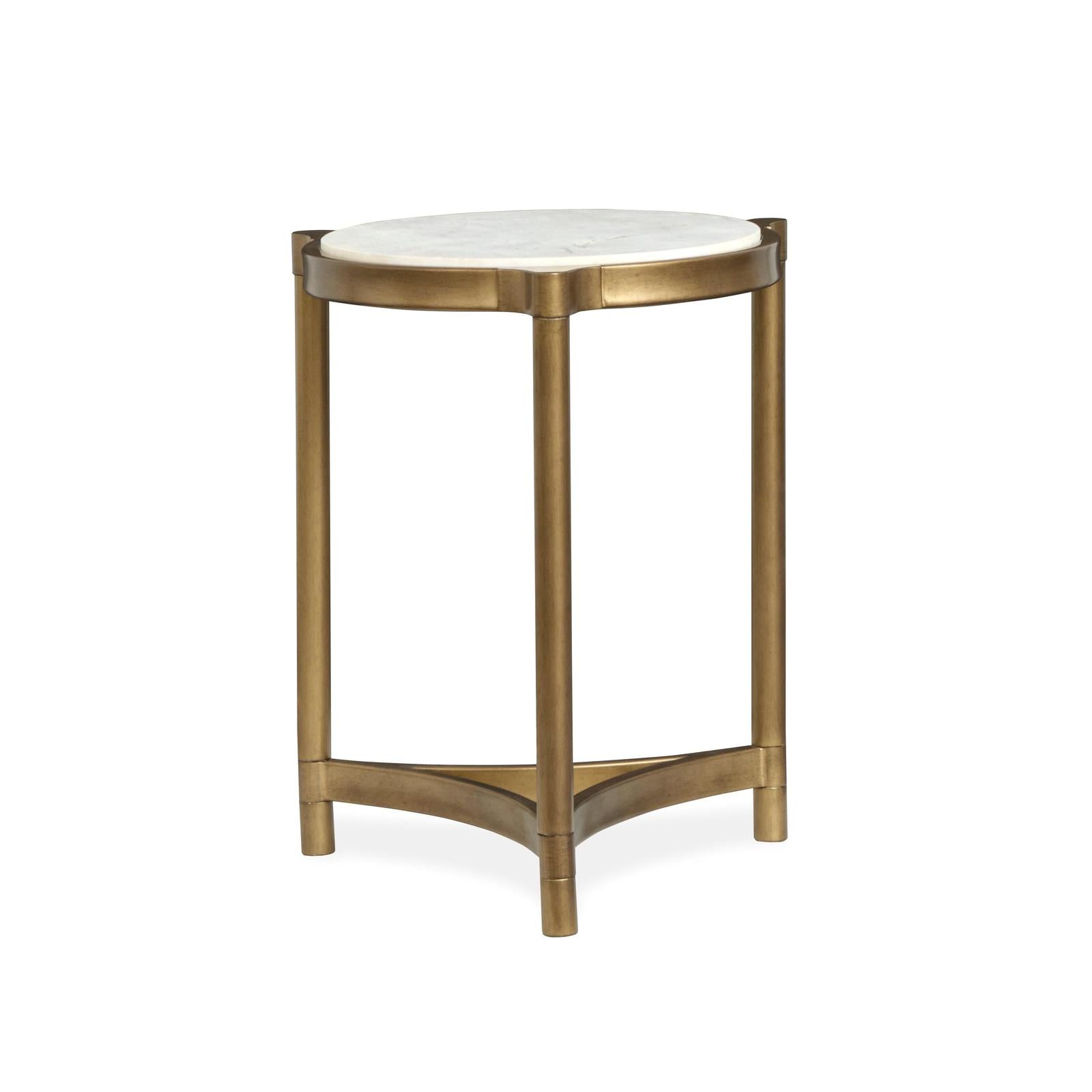 Magnussen Home Cassidy Aged Brass & Volakas Classic Round Accent Table