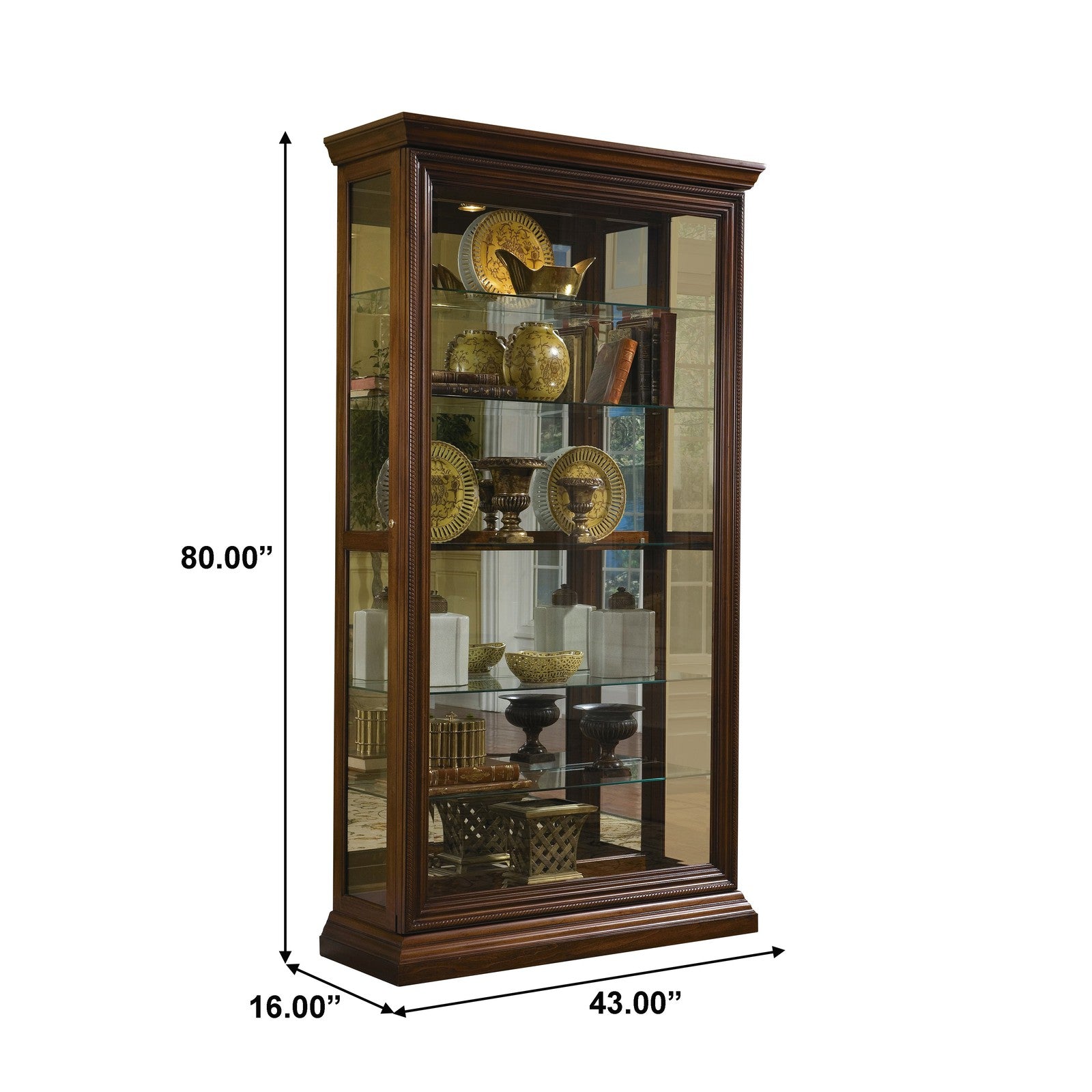 Pulaski Furniture PFC Curios Edwardian 5 Shelf Sliding Door Curio Cabinet