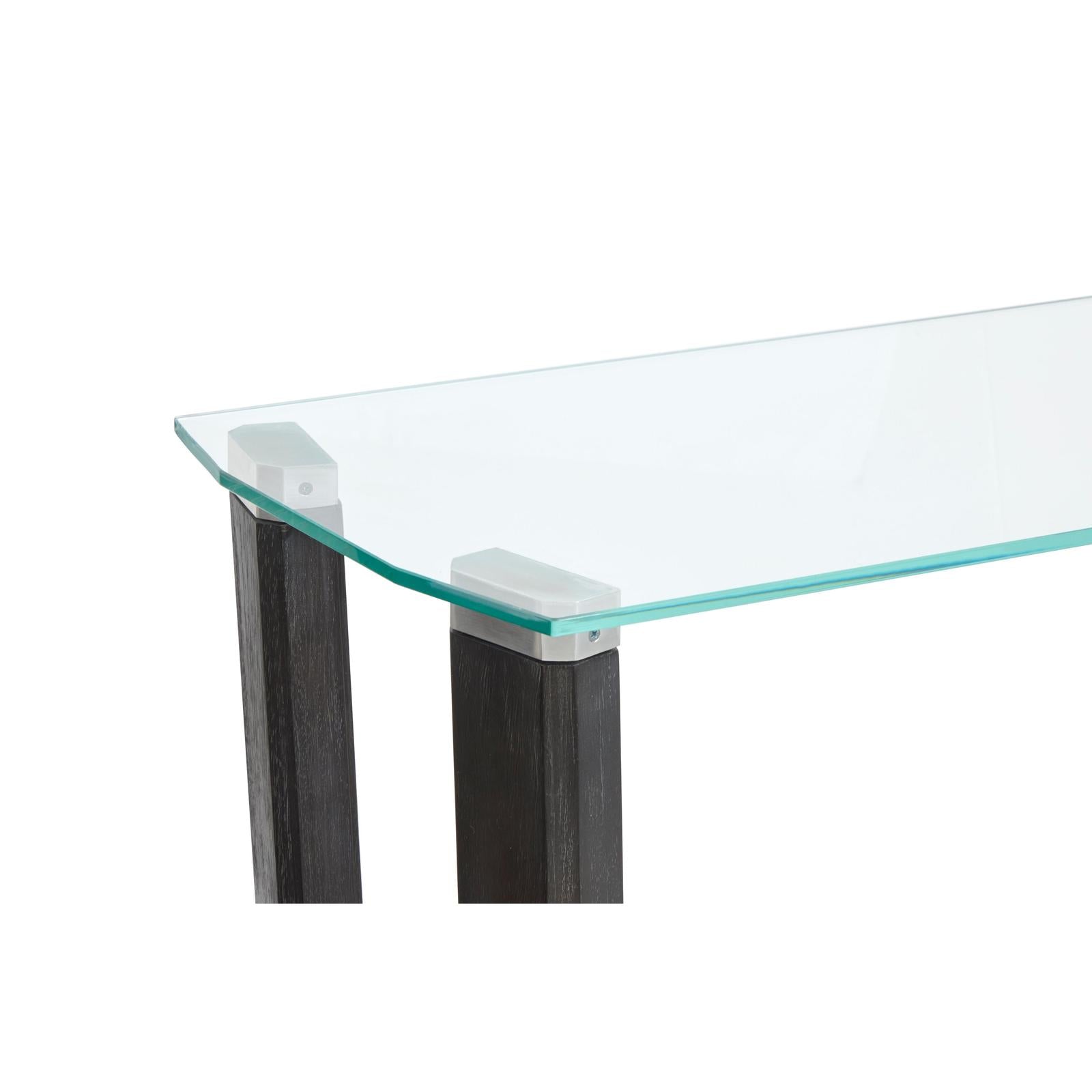 Magnussen Home Wexler Black Truffle And Clear Glass Rectangular End Table