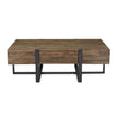 Magnussen Home Prescott Rustic Honey And Distressed Iron Rectangular Cocktail Table