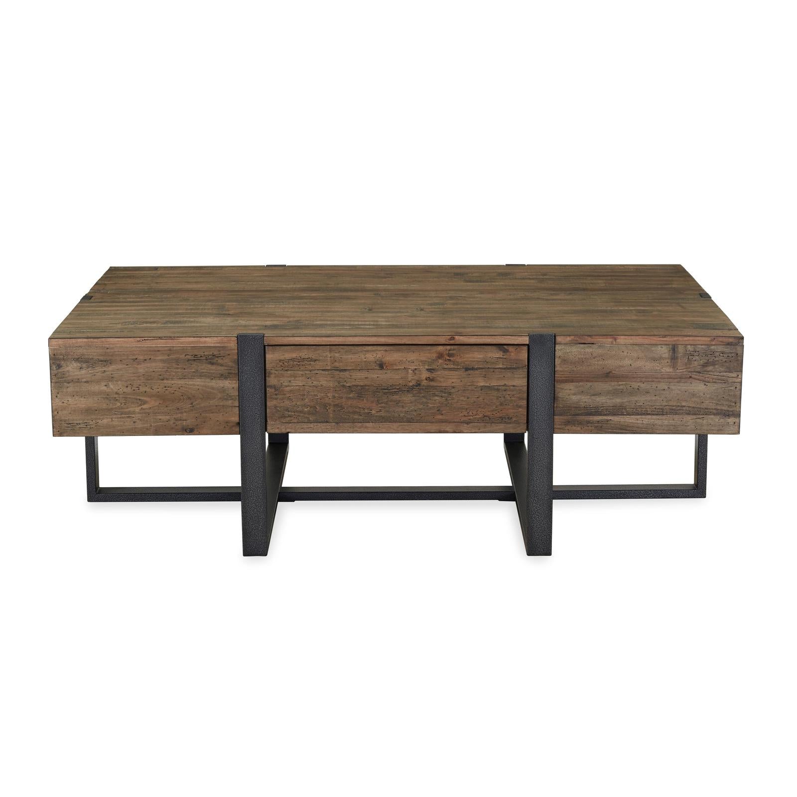Magnussen Home Prescott Rustic Honey And Distressed Iron Rectangular Cocktail Table