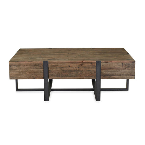 Magnussen Home Prescott Rustic Honey And Distressed Iron Rectangular Cocktail Table