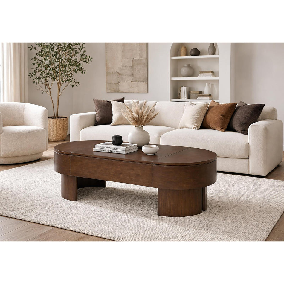 Magnussen Home Holloway Toasted Almond Oval Lift Top Cocktail Table