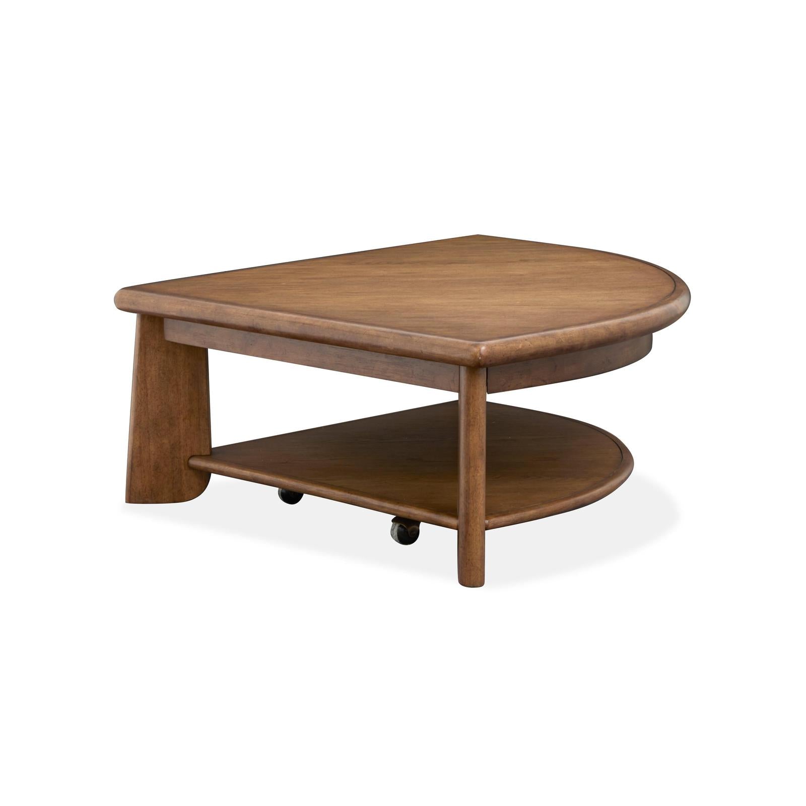 Magnussen Home Tanner Tawny Brown Pie Shaped Lift Top Cocktail Table With Casters