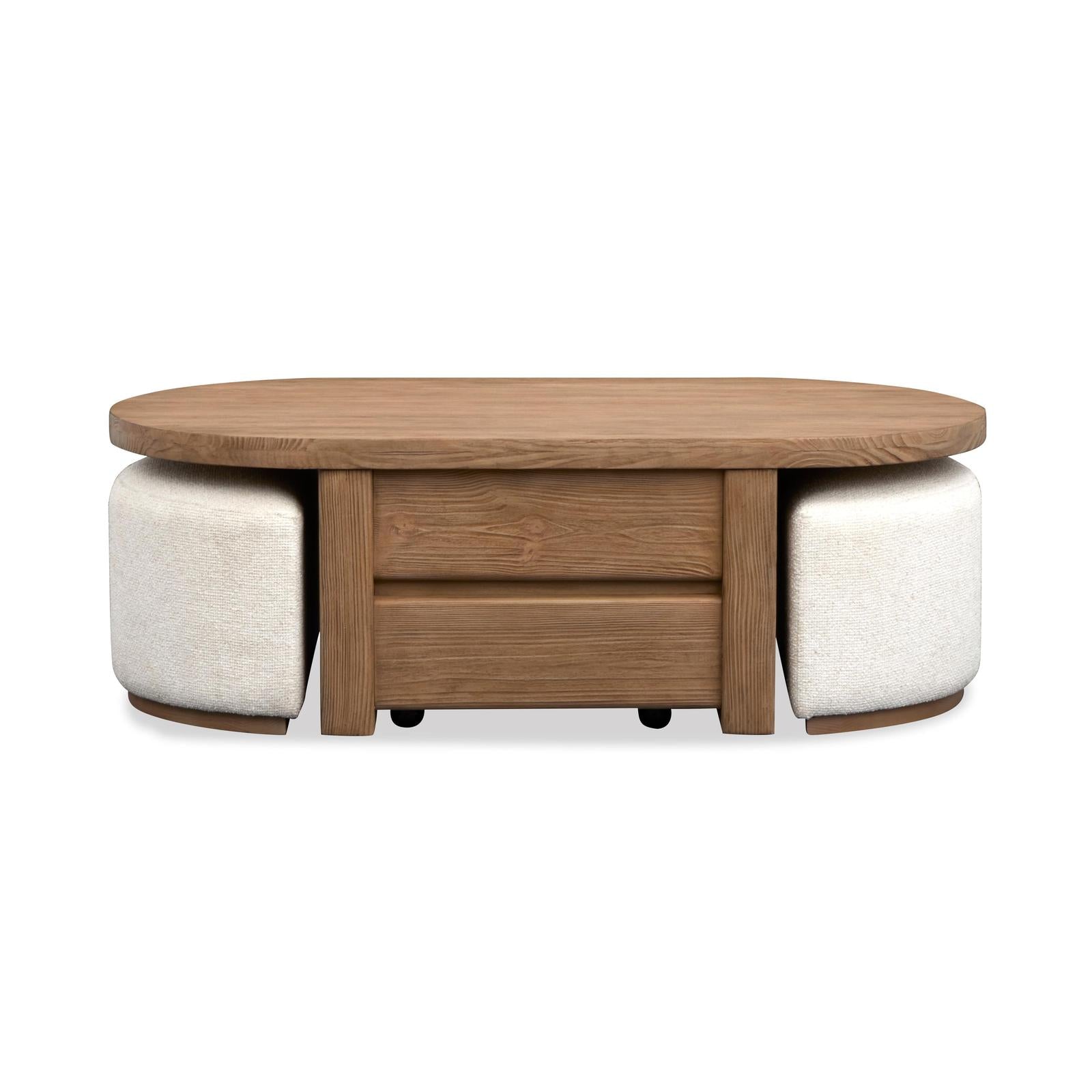 Magnussen Home Hayden Golden Oat Lift Top Storage Cocktail Table With Casters & 2 Uph.Stools